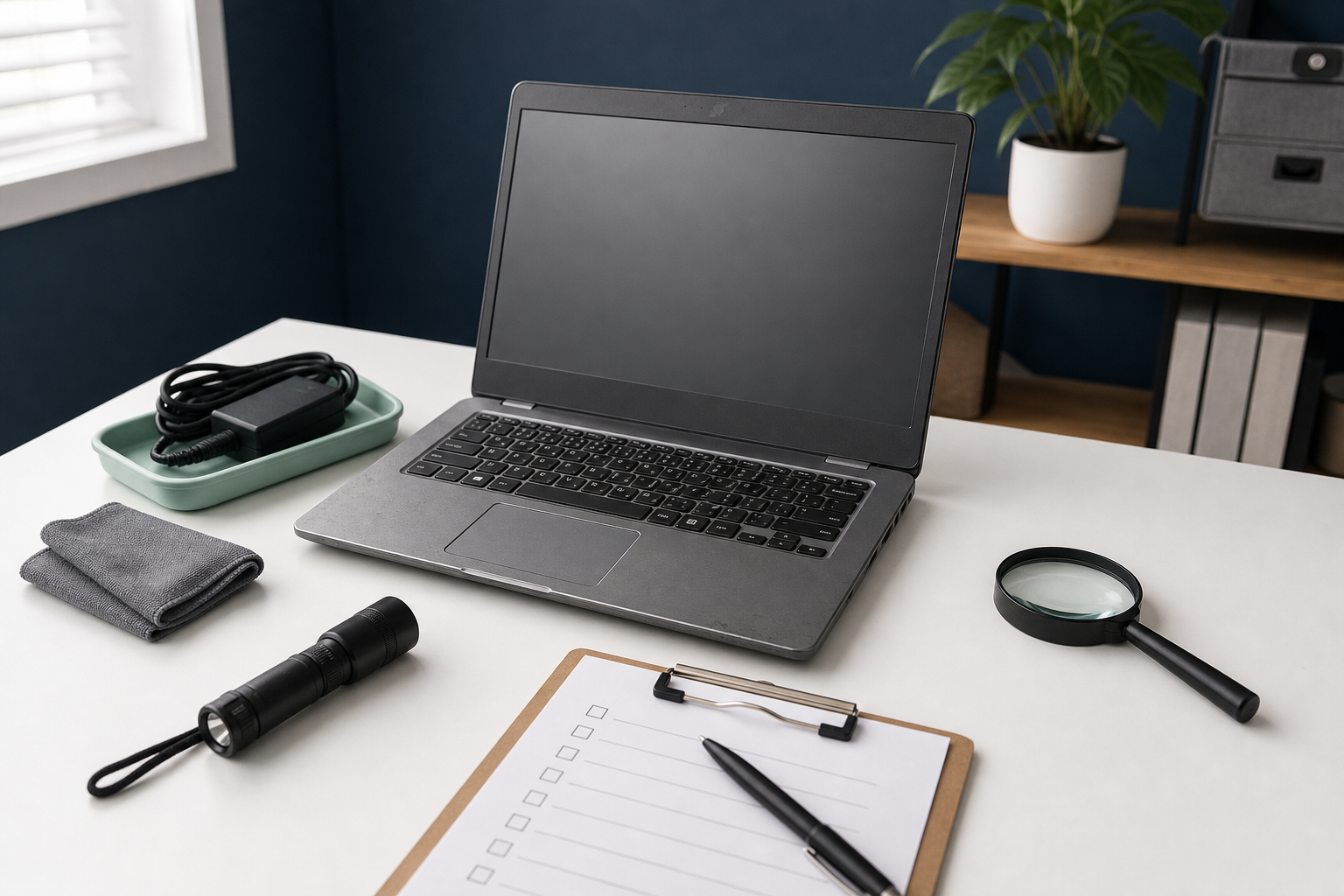 Praktische controleopstelling voor tablet zonder merk of logo